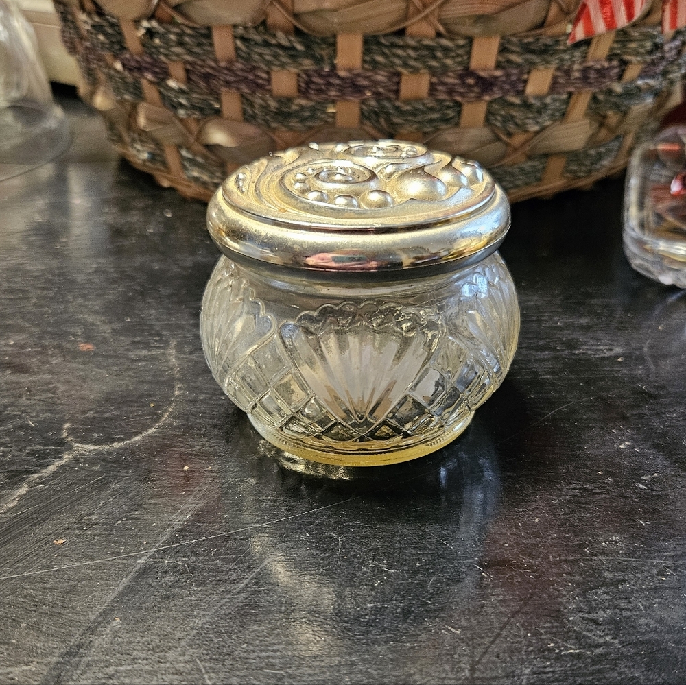 Elegant Silver and Glass Vintage Avon Decorative Collectable Jar